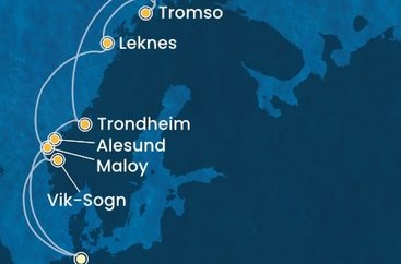 Nemecko, Nórsko, Trondheim z Hamburgu na lodi Costa Favolosa